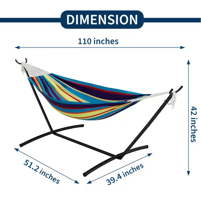 Hamac double doux avec cadre en acier, lit brésilien en coton pour l'intérieur et l'extérieur, livré avec sac de transport, pour 2 personnes, parfait pour les loisirs