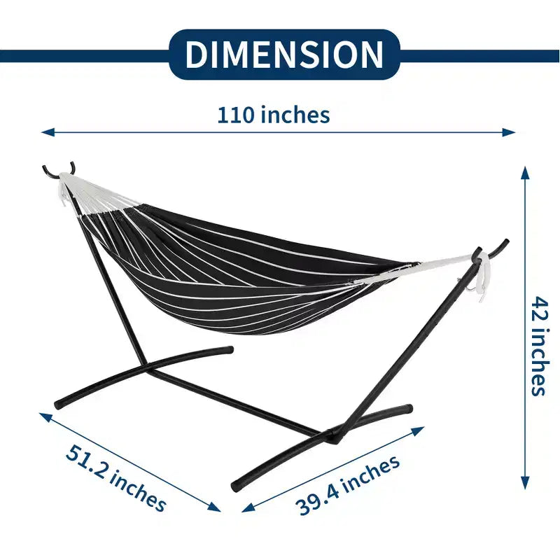 Hamac double doux avec cadre en acier, lit brésilien en coton pour l'intérieur et l'extérieur, livré avec sac de transport, pour 2 personnes, parfait pour les loisirs