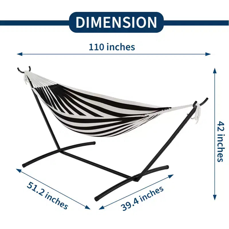 Hamac double doux avec cadre en acier, lit brésilien en coton pour l'intérieur et l'extérieur, livré avec sac de transport, pour 2 personnes, parfait pour les loisirs