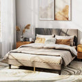 Cadre de lit Queen Size élégant avec sommier à lattes et tête de lit en bois robuste pour chambre à coucher