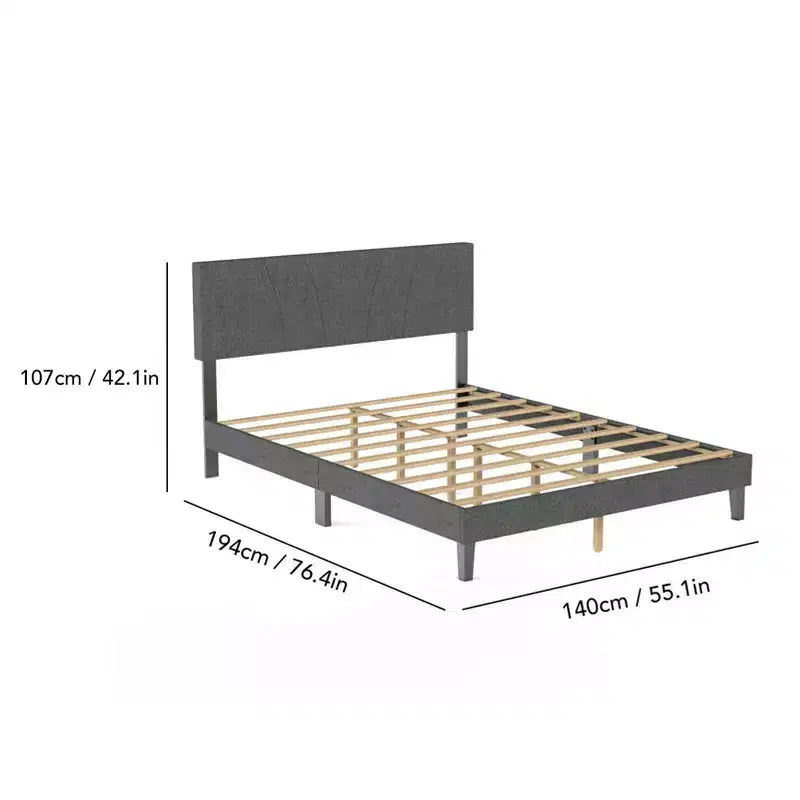 Cadre de lit Queen Size élégant avec sommier à lattes et tête de lit en bois robuste pour chambre à coucher