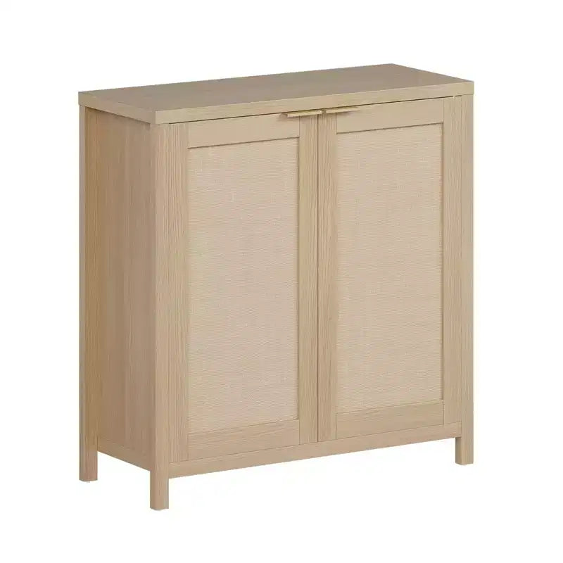 Buffet en rotin - Armoire de rangement de cuisine autoportante avec étagères réglables - Meuble bar à café pour salon et salle à manger