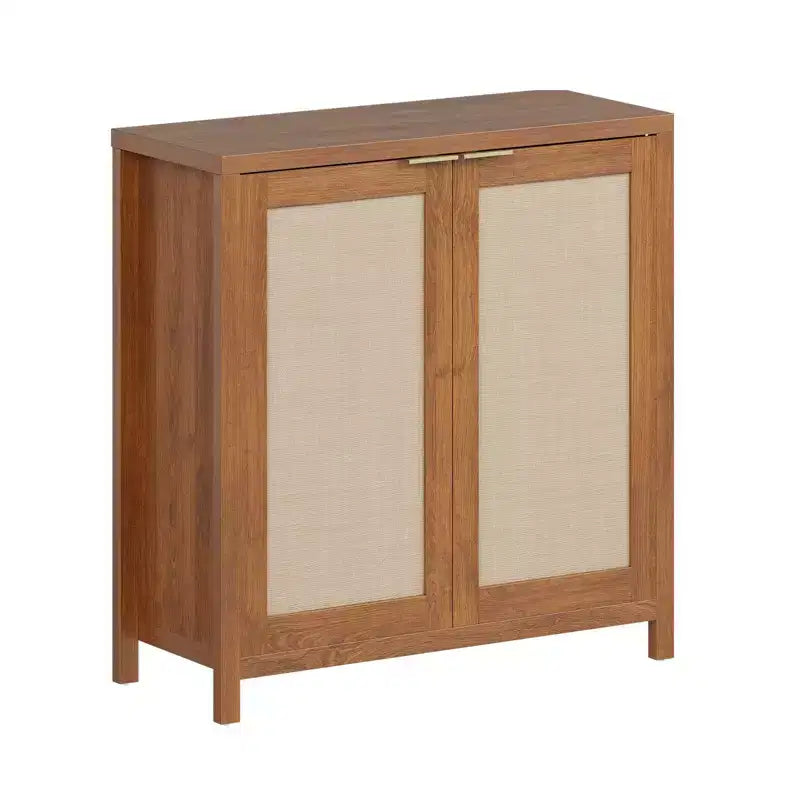 Buffet en rotin - Armoire de rangement de cuisine autoportante avec étagères réglables - Meuble bar à café pour salon et salle à manger
