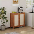 Rattan Sideboard Buffet Cabinet - Freestanding Kitchen Storage Cupboard with Adjustable Shelves - Coffee Bar Cabinet for Living Room & Dining Room