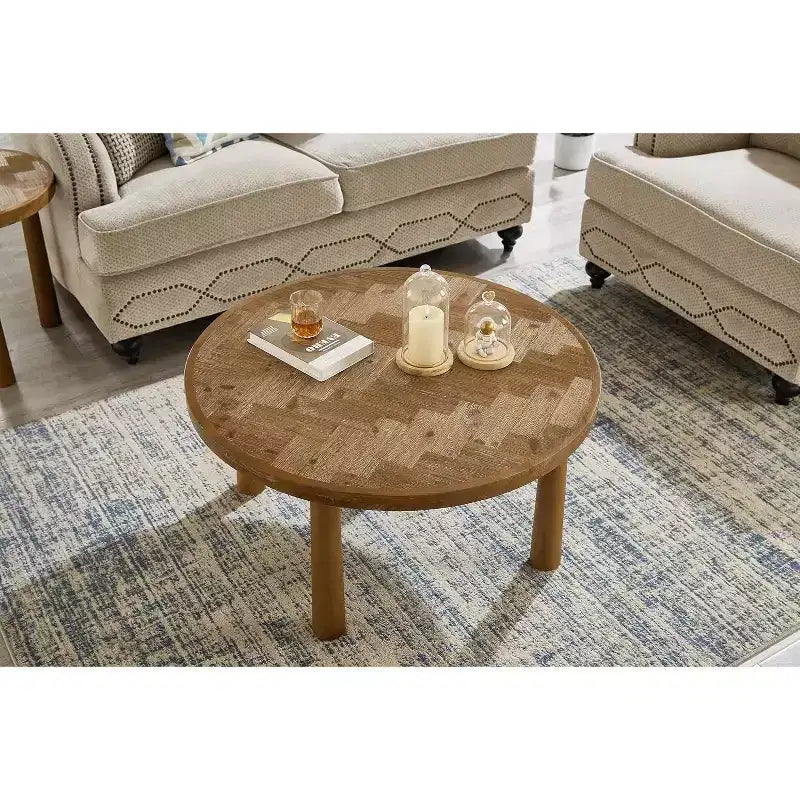 EHMKNP Mid-Century Modern Style Solid Wood Coffee Table,Sturdy & Stylish for Living Room or Apartment