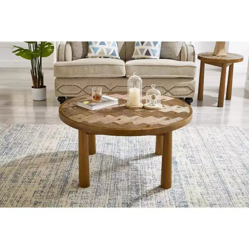 Table basse en bois massif de style Mid-Century,robuste et élégante pour salon ou appartement