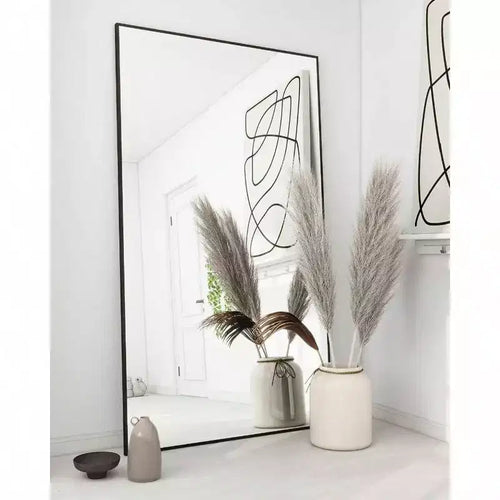 71x31 Black Full Length Mirror with Stand. Use as a Leaning, Standing, or Hanging Floor Mirror