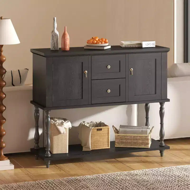 Table d'entrée vintage de 42 po avec 2 tiroirs, étagère de rangement et 2 portes pour le salon et le couloir