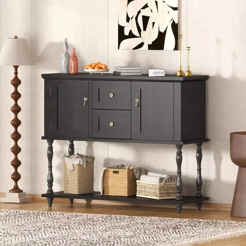 42 Vintage Entryway Table with 2 Drawers, Storage Shelf, and 2 Doors for Living Room & Hallway