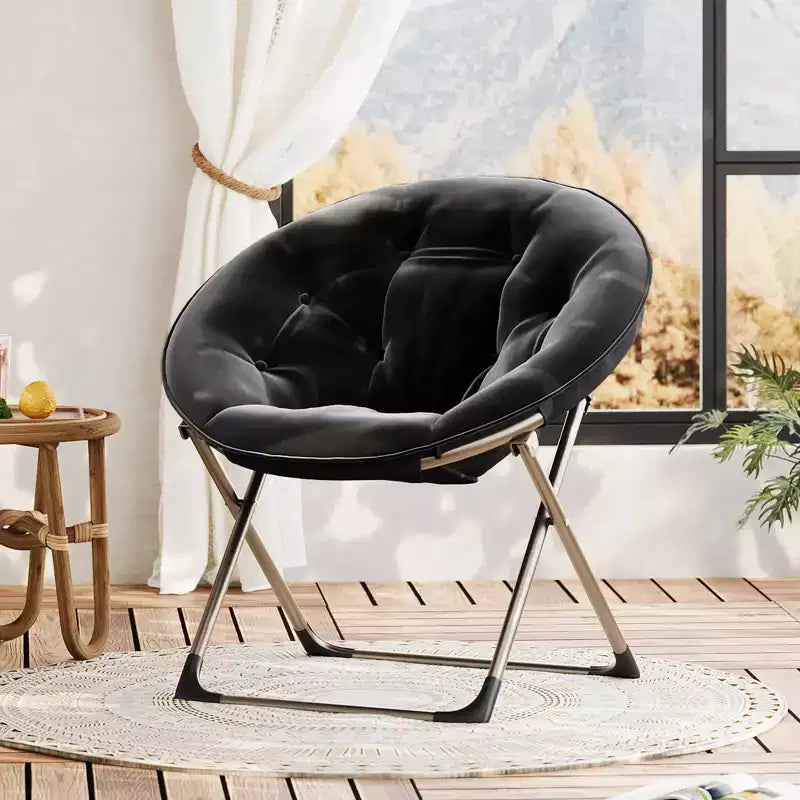 Fauteuil soucoupe géant confortable, chaise longue de lecture en tissu peluche doux pour adultes, chaise d'appoint paresseuse pliable à cadre métallique X-Large stable pour chambre à coucher, dortoir