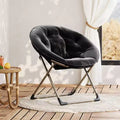 Comfy Oversized Saucer Chair, Soft Plush Fabric Reading Lounger for Adults, Stable X-Large Metal Frame Foldable Accent Lazy Chair for Bedroom, Dorm