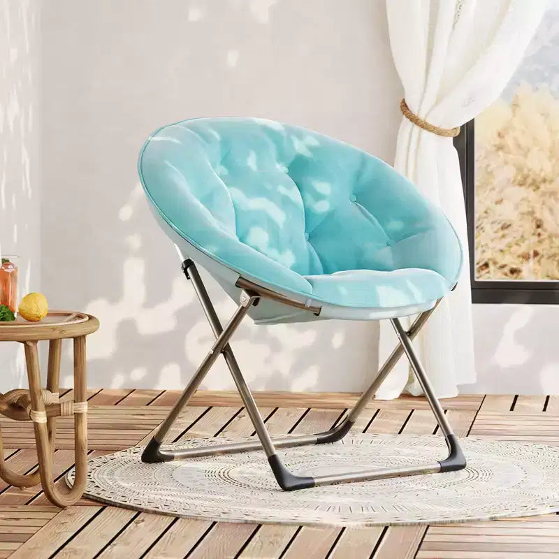 Fauteuil soucoupe géant confortable, chaise longue de lecture en tissu peluche doux pour adultes, chaise d'appoint paresseuse pliable à cadre métallique X-Large stable pour chambre à coucher, dortoir
