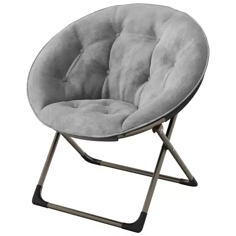 Fauteuil soucoupe géant confortable, chaise longue de lecture en tissu peluche doux pour adultes, chaise d'appoint paresseuse pliable à cadre métallique X-Large stable pour chambre à coucher, dortoir