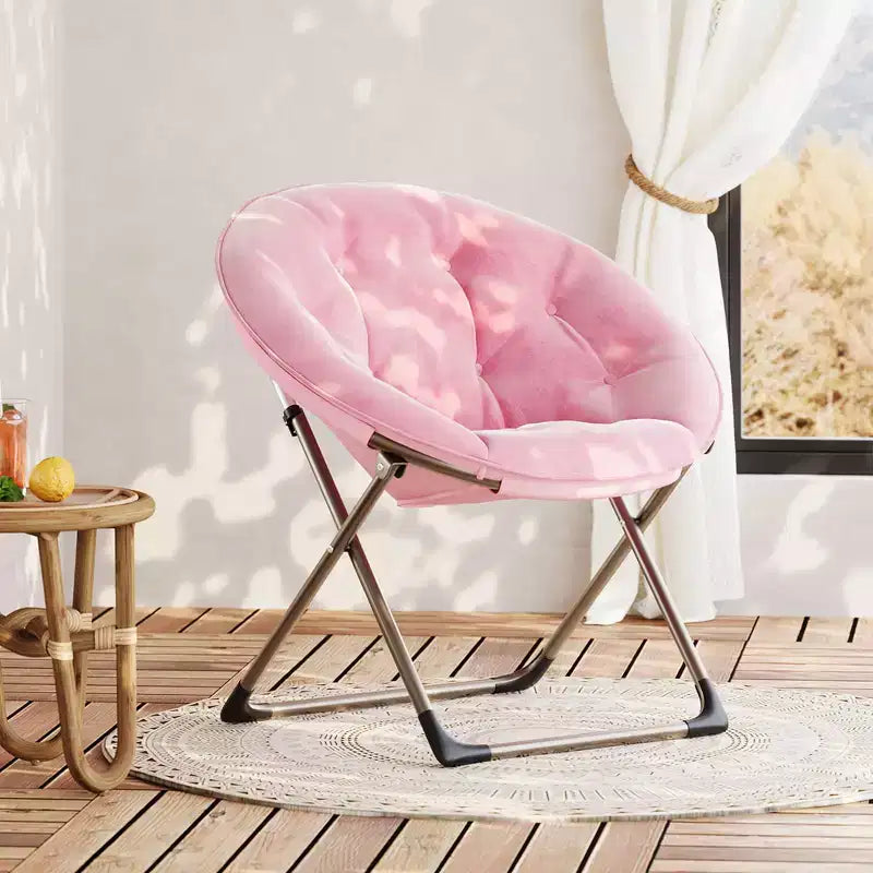 Fauteuil soucoupe géant confortable, chaise longue de lecture en tissu peluche doux pour adultes, chaise d'appoint paresseuse pliable à cadre métallique X-Large stable pour chambre à coucher, dortoir