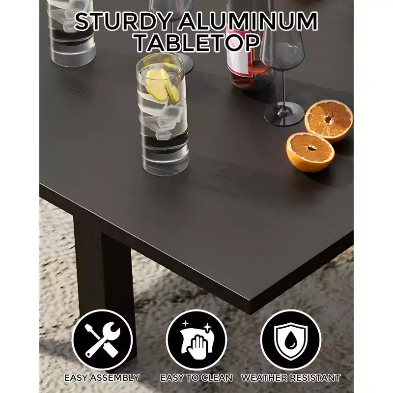 Table à manger d'extérieur extensible pour 4-6 personnes, table de patio en aluminium de 80 à 160 cm avec plateau aspect bois, pour véranda, terrasse, jardin