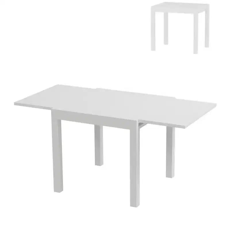 Table à manger d'extérieur extensible pour 4-6 personnes, table de patio en aluminium de 80 à 160 cm avec plateau aspect bois, pour véranda, terrasse, jardin