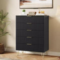 Acekool Fluted 5 Drawer Dresser, 32 Modern Chest Organizer with Metal Handles for Bedroom or Living Room