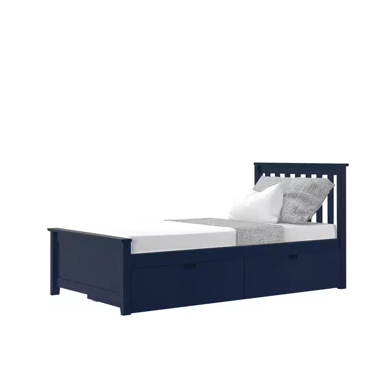 Cadre de lit simple avec tiroir de rangement, lit plateforme en bois massif pour enfants