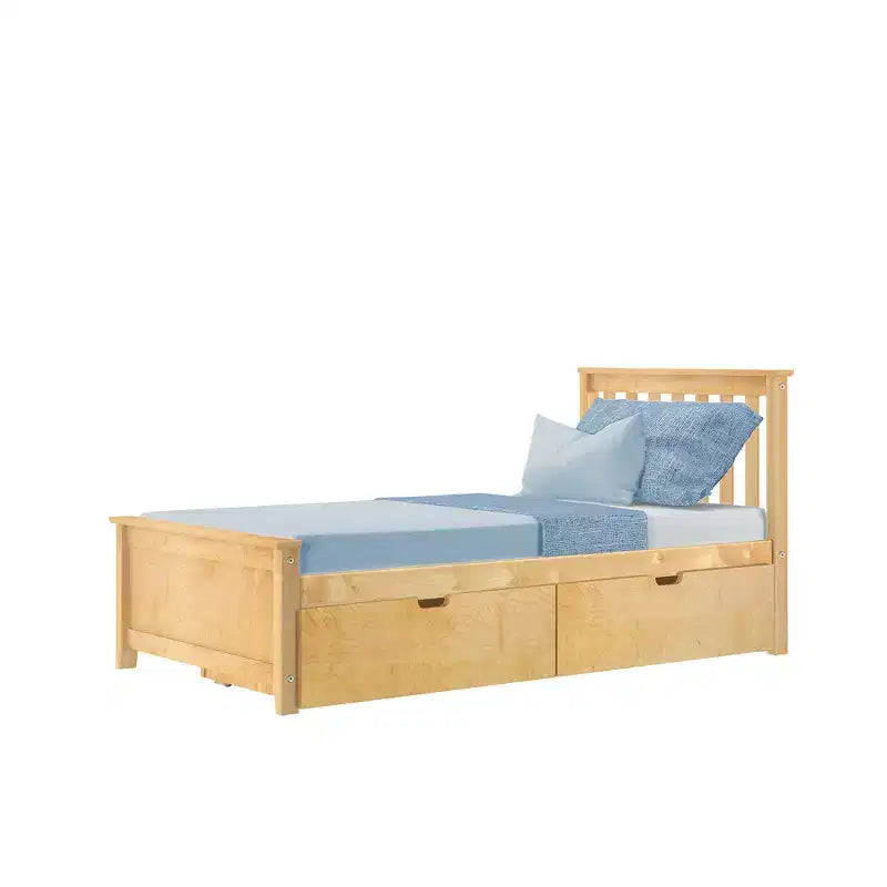 Cadre de lit simple avec tiroir de rangement, lit plateforme en bois massif pour enfants