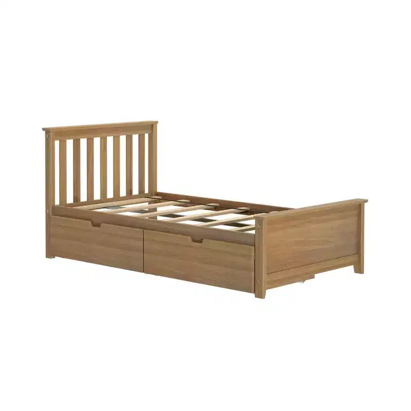 Cadre de lit simple avec tiroir de rangement, lit plateforme en bois massif pour enfants