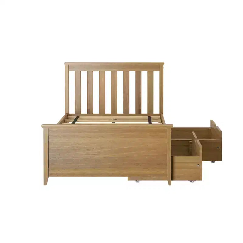 Cadre de lit simple avec tiroir de rangement, lit plateforme en bois massif pour enfants
