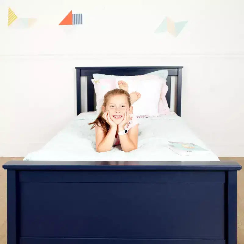 Cadre de lit simple avec tiroir de rangement, lit plateforme en bois massif pour enfants