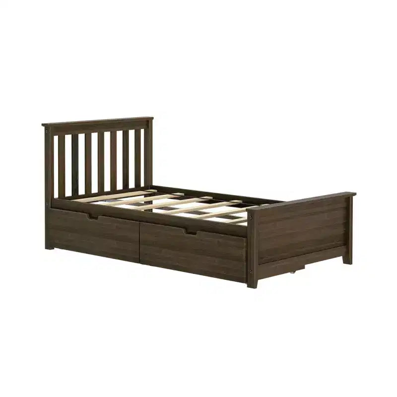 Cadre de lit simple avec tiroir de rangement, lit plateforme en bois massif pour enfants