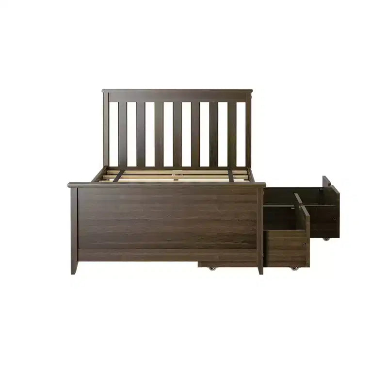 Cadre de lit simple avec tiroir de rangement, lit plateforme en bois massif pour enfants