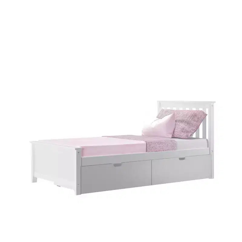 Cadre de lit simple avec tiroir de rangement, lit plateforme en bois massif pour enfants