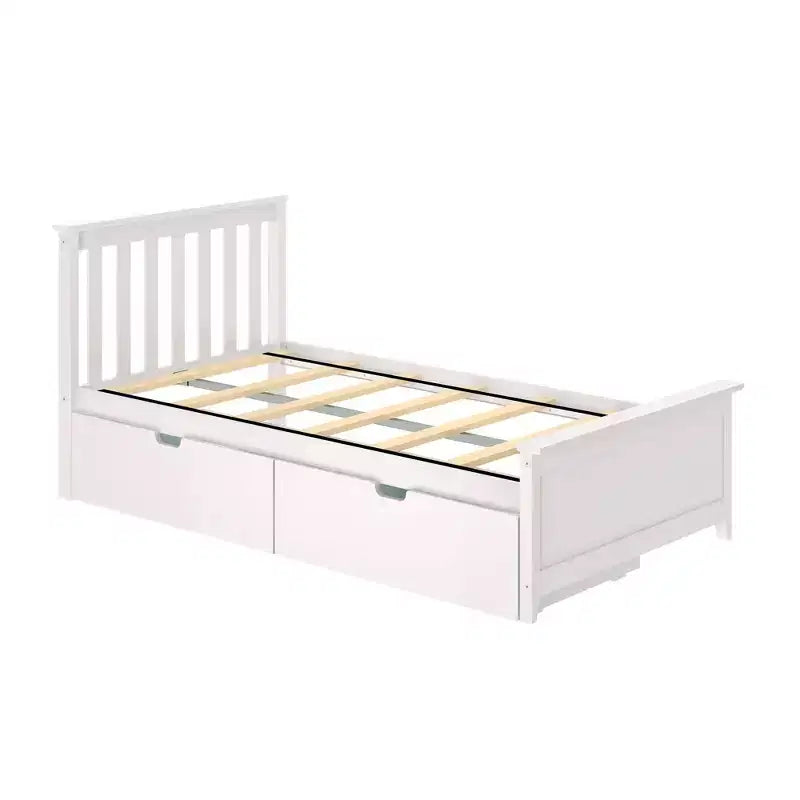 Cadre de lit simple avec tiroir de rangement, lit plateforme en bois massif pour enfants