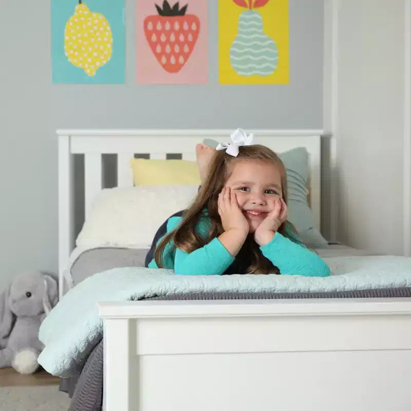 Cadre de lit simple avec tiroir de rangement, lit plateforme en bois massif pour enfants