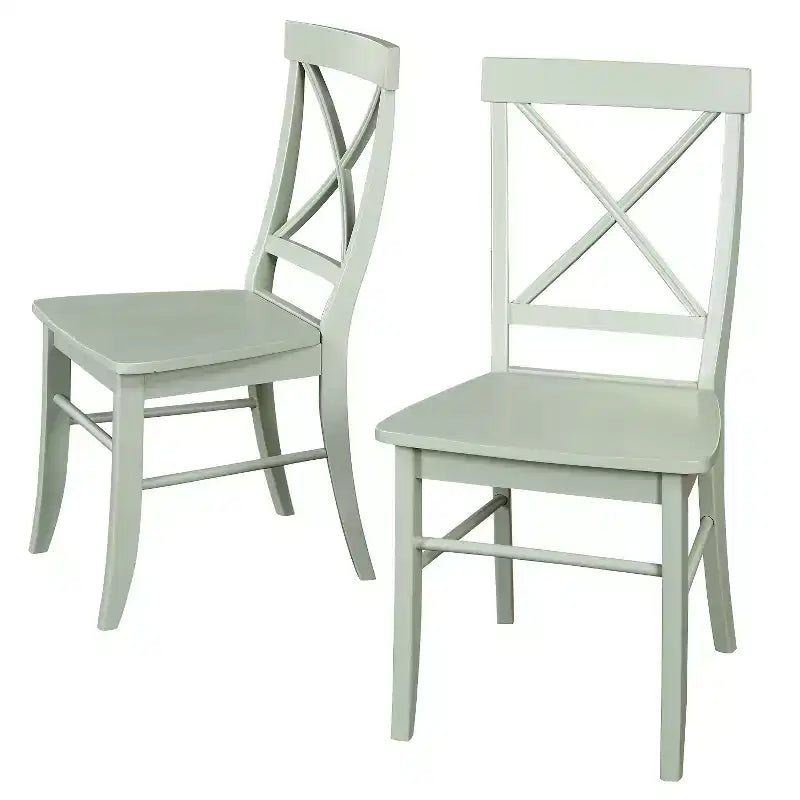 Lot de 2 chaises de salle à manger en bois massif à dossier croisé de style rustique