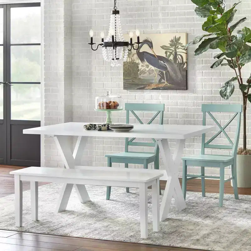 Lot de 2 chaises de salle à manger en bois massif à dossier croisé de style rustique