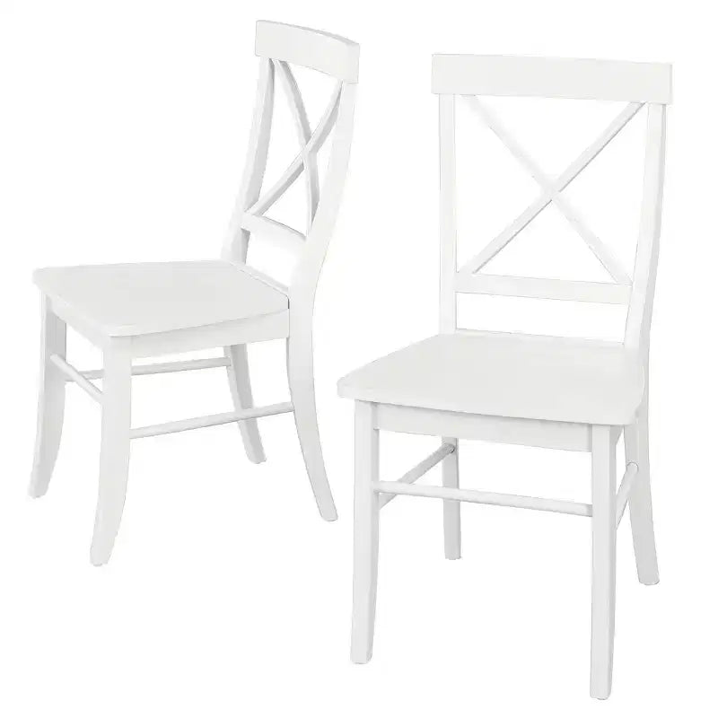 Lot de 2 chaises de salle à manger en bois massif à dossier croisé de style rustique