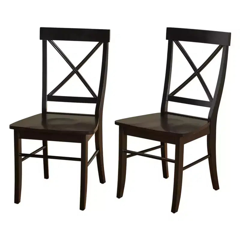 Lot de 2 chaises de salle à manger en bois massif à dossier croisé de style rustique