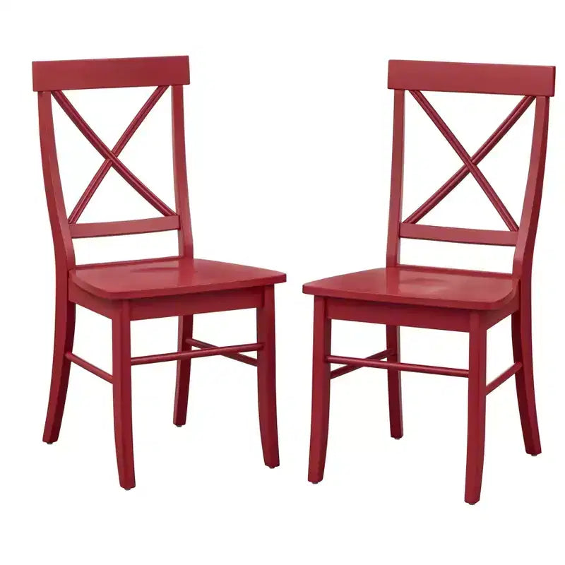 Lot de 2 chaises de salle à manger en bois massif à dossier croisé de style rustique