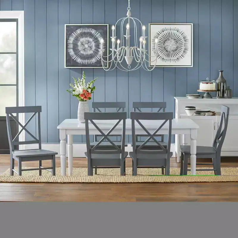 Lot de 2 chaises de salle à manger en bois massif à dossier croisé de style rustique