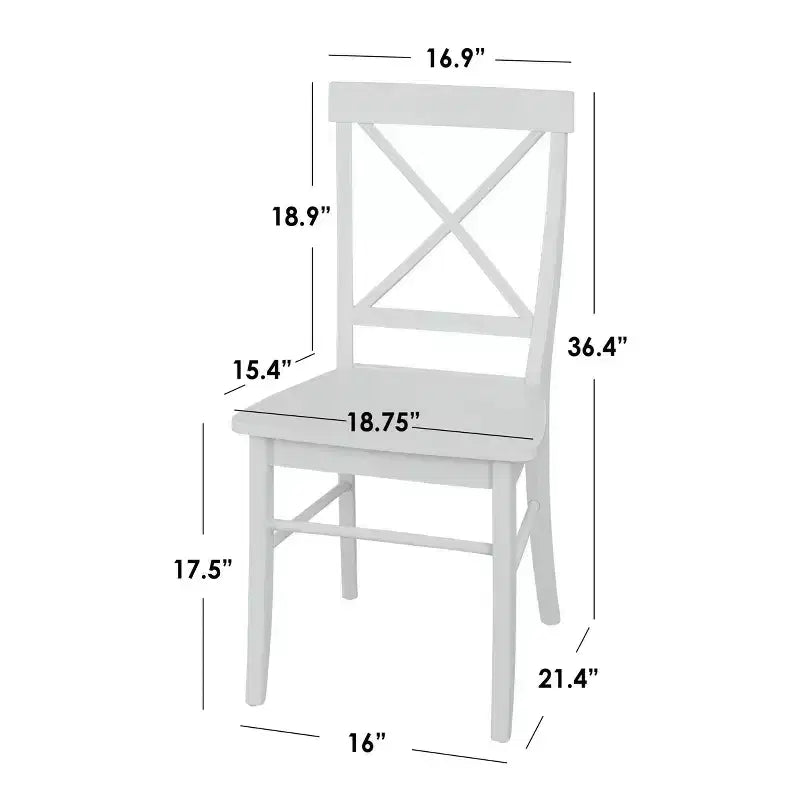 Lot de 2 chaises de salle à manger en bois massif à dossier croisé de style rustique