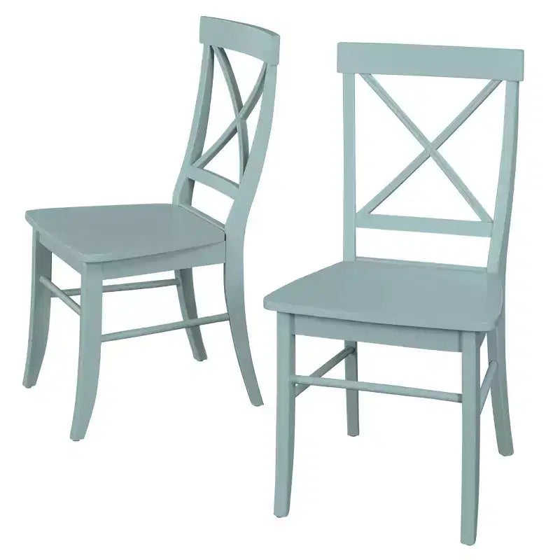 Lot de 2 chaises de salle à manger en bois massif à dossier croisé de style rustique
