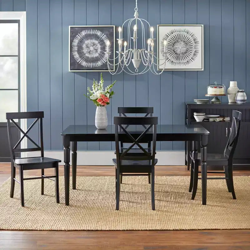 Buylateral Set of 2 Albury Farmhouse Cross Back Solid Wood Dining Chairs
