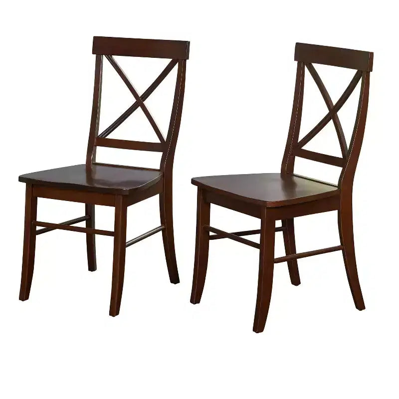 Lot de 2 chaises de salle à manger en bois massif à dossier croisé de style rustique