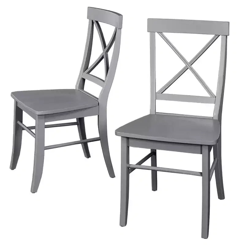 Lot de 2 chaises de salle à manger en bois massif à dossier croisé de style rustique