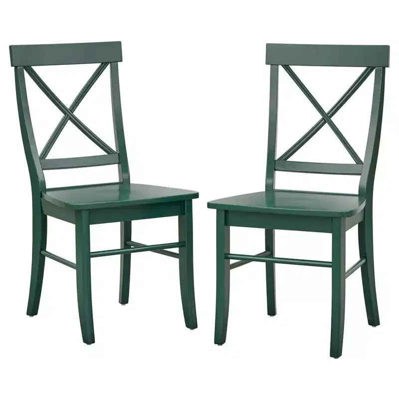 Lot de 2 chaises de salle à manger en bois massif à dossier croisé de style rustique