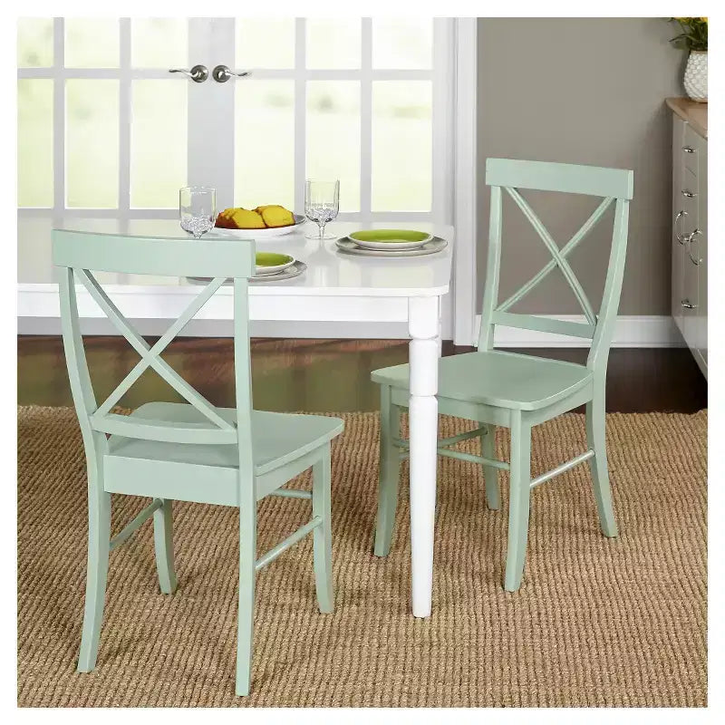 Lot de 2 chaises de salle à manger en bois massif à dossier croisé de style rustique