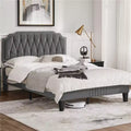 Yaheetech Upholstered Bed Frame with Button-Tufted Headboard