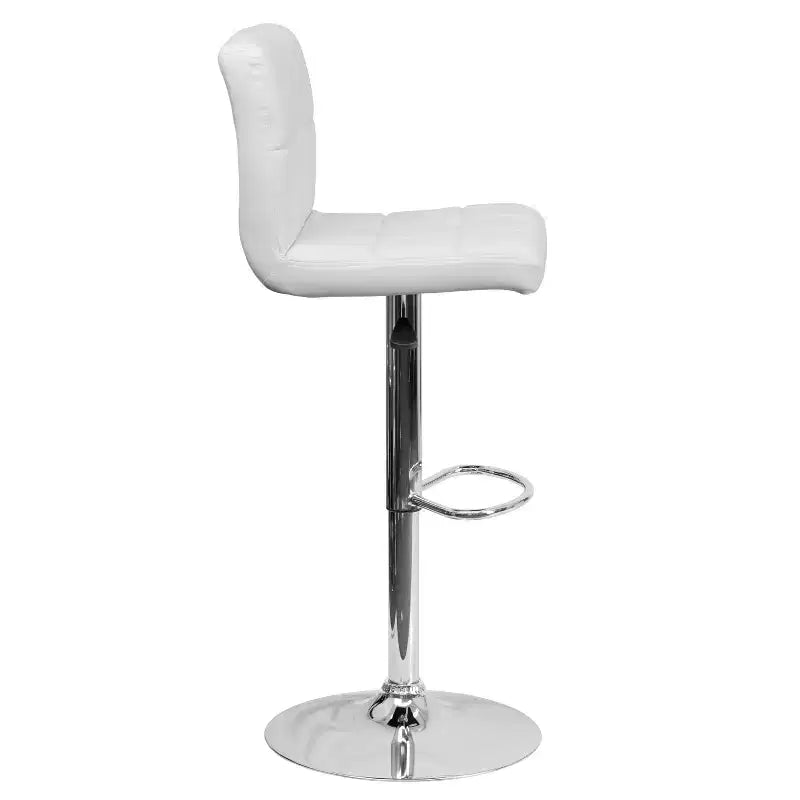 Tabouret de bar contemporain en vinyle capitonné, réglable en hauteur