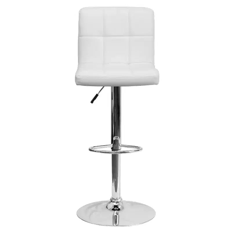 Tabouret de bar contemporain en vinyle capitonné, réglable en hauteur