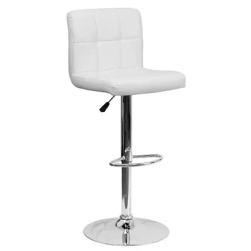 Tabouret de bar contemporain en vinyle capitonné, réglable en hauteur