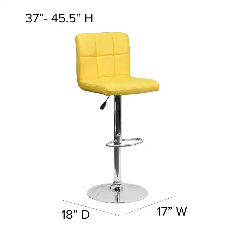 Tabouret de bar contemporain en vinyle capitonné, réglable en hauteur