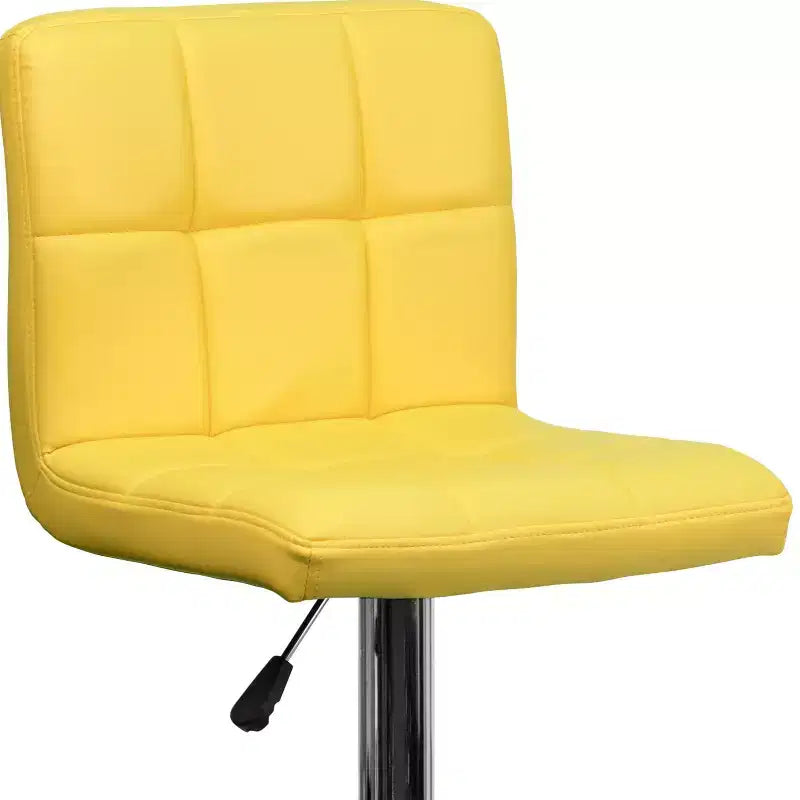 Tabouret de bar contemporain en vinyle capitonné, réglable en hauteur
